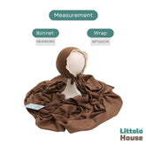 Baby Premium Stretchy Poly Cotton Wrap with Bonnet SR094 | NB | Brown